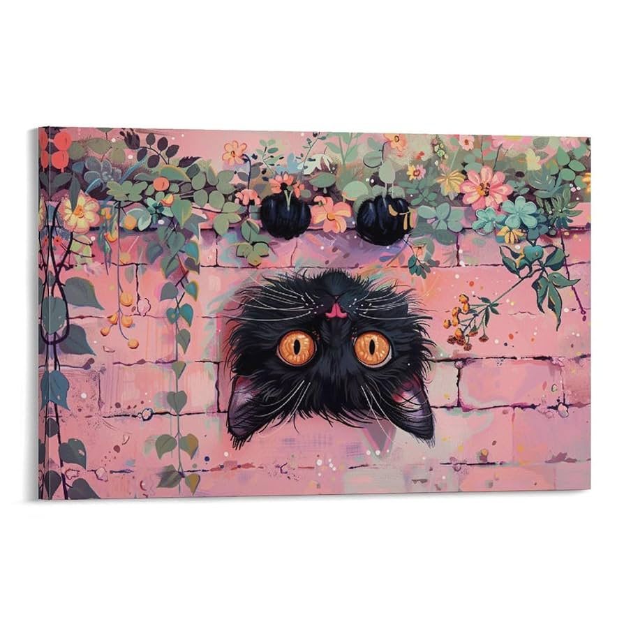 絵画。壁掛け原画【ピアノ部屋で音楽を聴くのが好きなかわいい黒猫】 絵画。壁掛け原画【ピアノ部屋で音楽を聴くのが好きなかわいい黒猫】